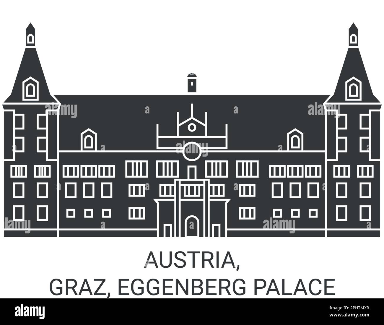 Austria, Graz, Eggenberg Palace travel landmark vector illustration Stock Vector