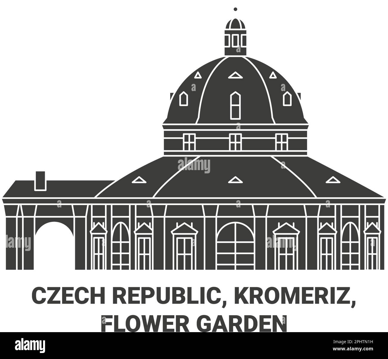 Czech Republic, Kromeriz, Flower Garden travel landmark vector illustration Stock Vector