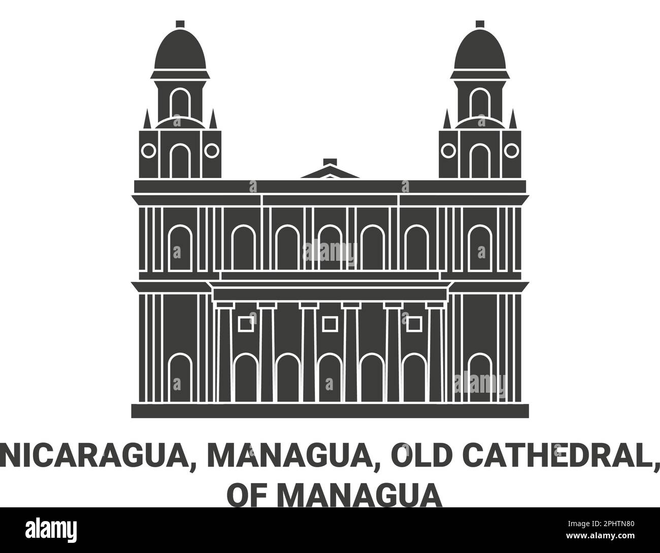 Nicaragua, Managua, Old Cathedral, Of Managua travel landmark vector illustration Stock Vector