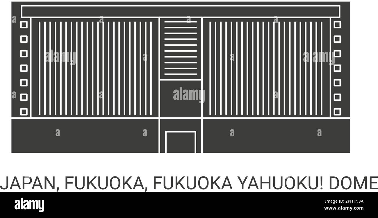Japan, Fukuoka, Fukuoka Yahuoku! Dome, travel landmark vector illustration Stock Vector