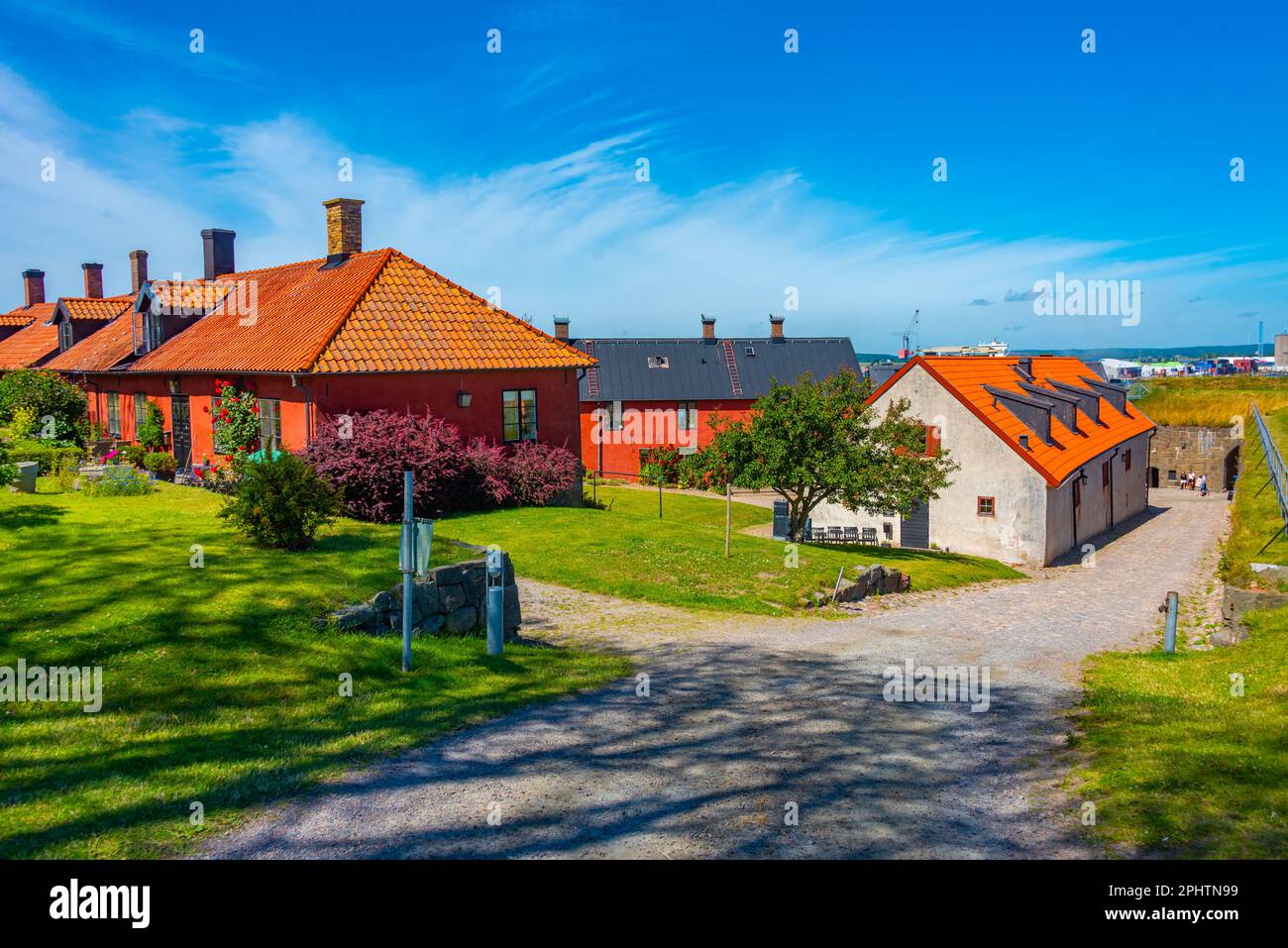Colorful timber houses in Swedish town Varberg Stock Photo Alamy