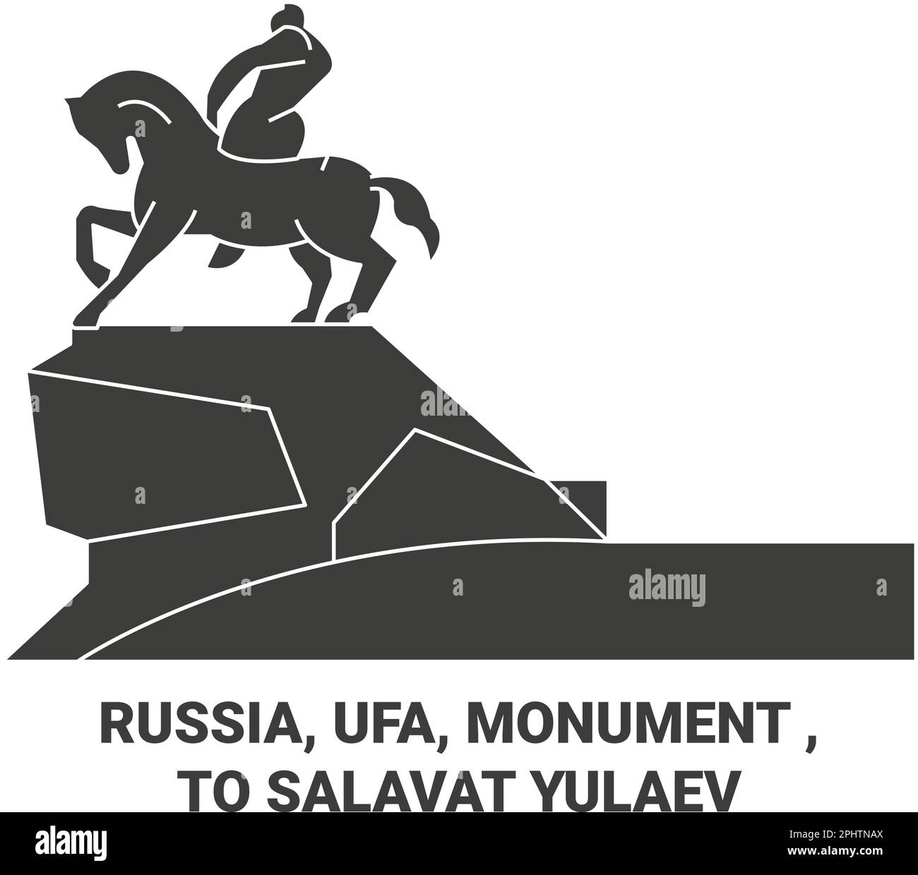 Russia, Ufa, Monument , To Salavat Yulaev travel landmark vector illustration Stock Vector