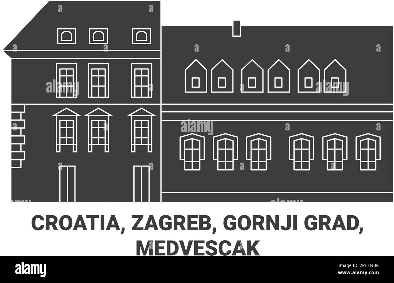 Croatia, Zagreb, Gornji Grad Medvescak travel landmark vector illustration Stock Vector