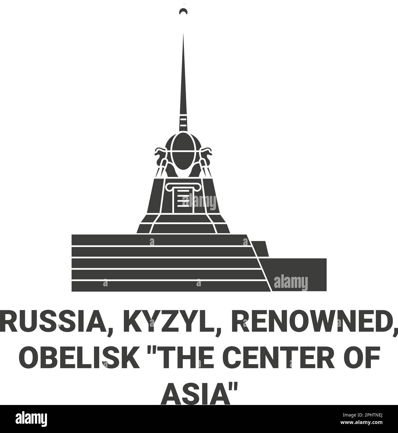 Russia, Kyzyl, Renowned , Obelisk The Center Of Asia travel landmark vector illustration Stock Vector