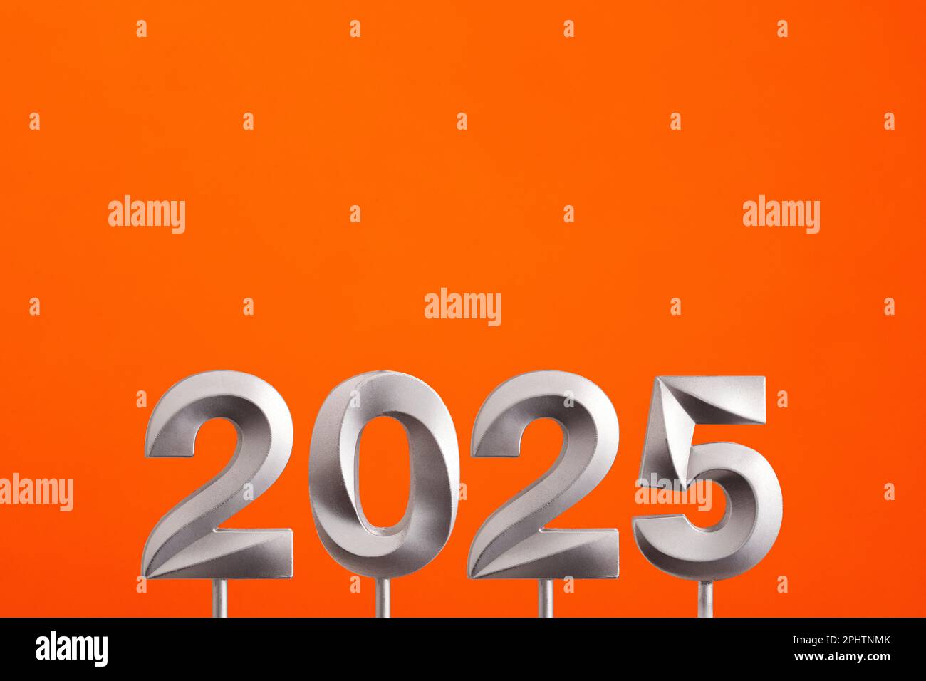 Achievements for the new year 2025 Silver number on orange foamy