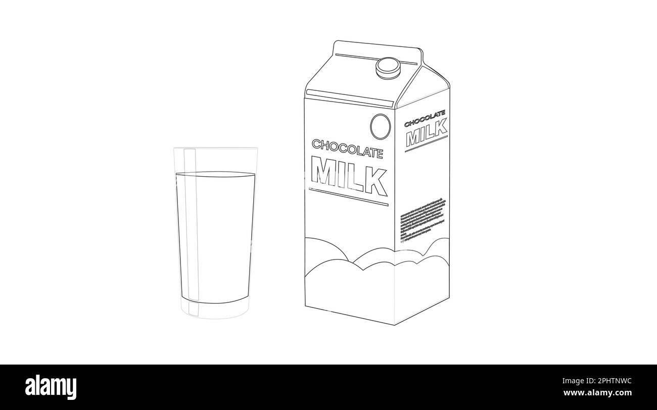 Vector Isolated Black and White Illustration of a Chocolate Milk Box