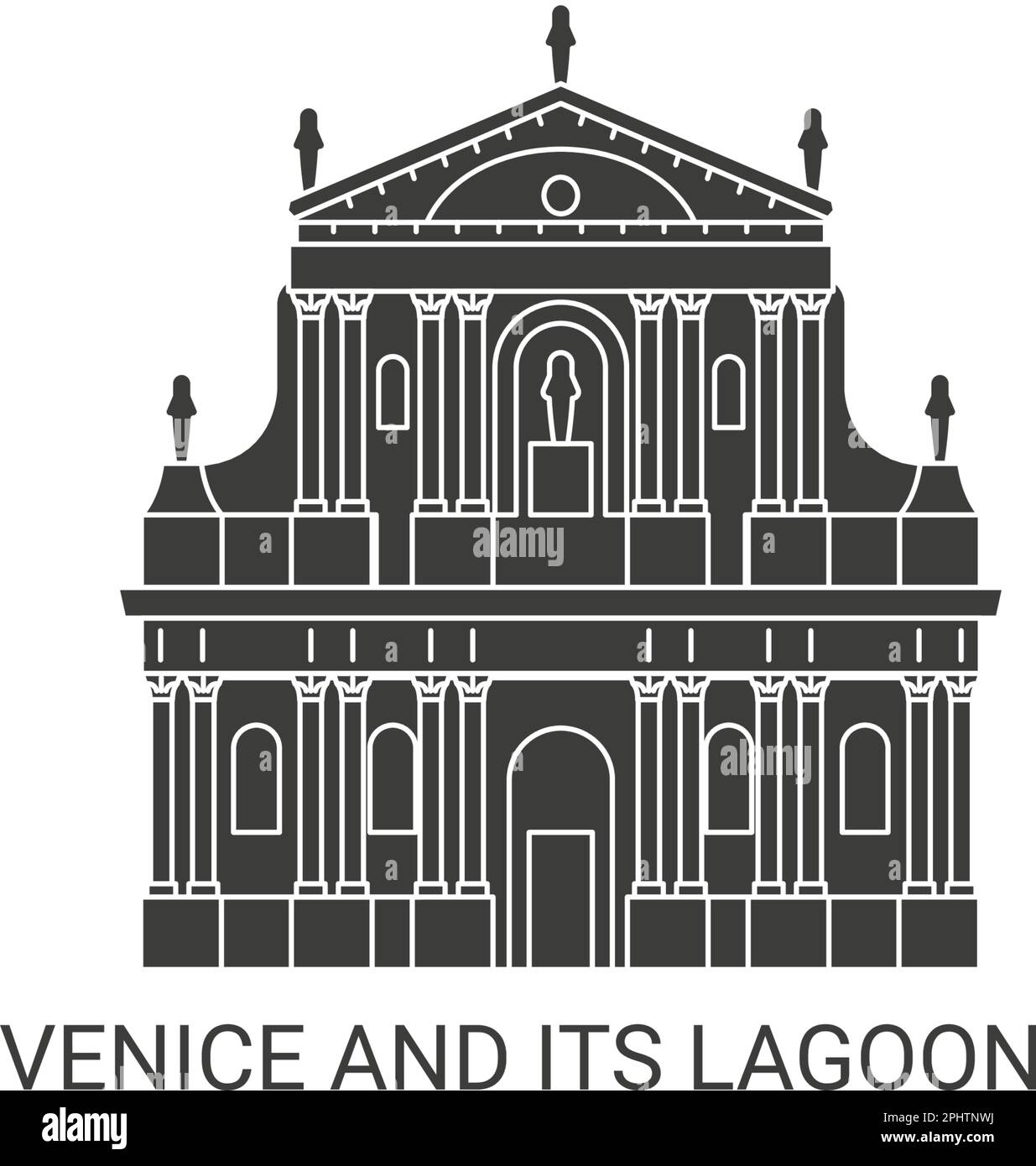 Italy, Venice, Palazzio travel landmark vector illustration Stock Vector