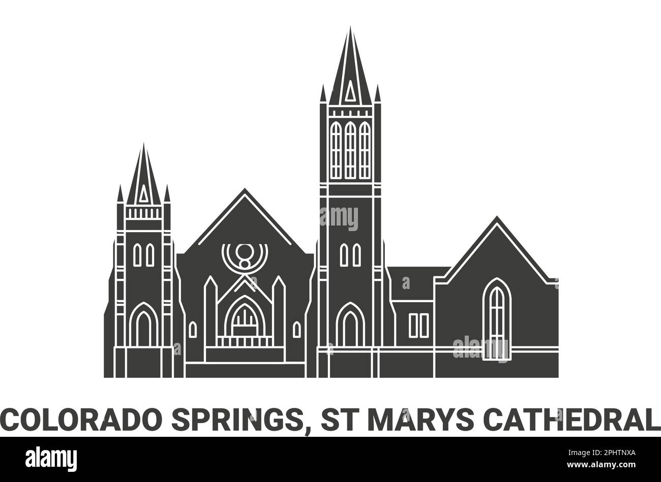 Usa, Colorado Springs, St Marys Cathedral travel landmark vector illustration Stock Vector