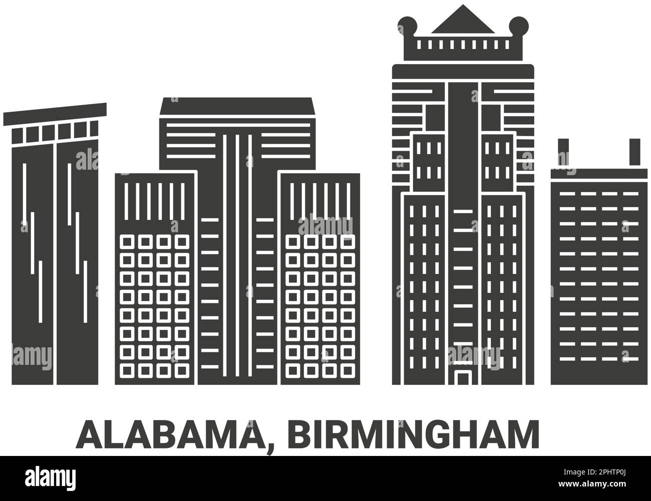 United States, Alabama, Birmingham travel landmark vector illustration Stock Vector