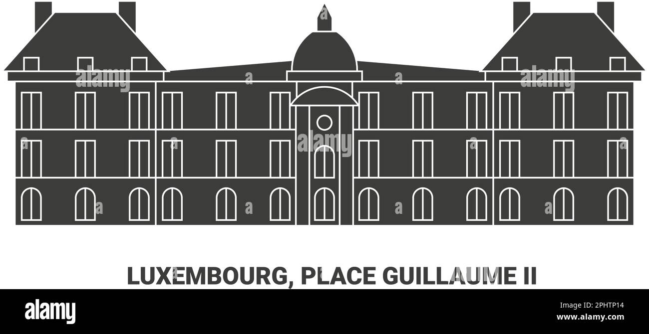 Luxembourg, Place Guillaume Ii, travel landmark vector illustration Stock Vector