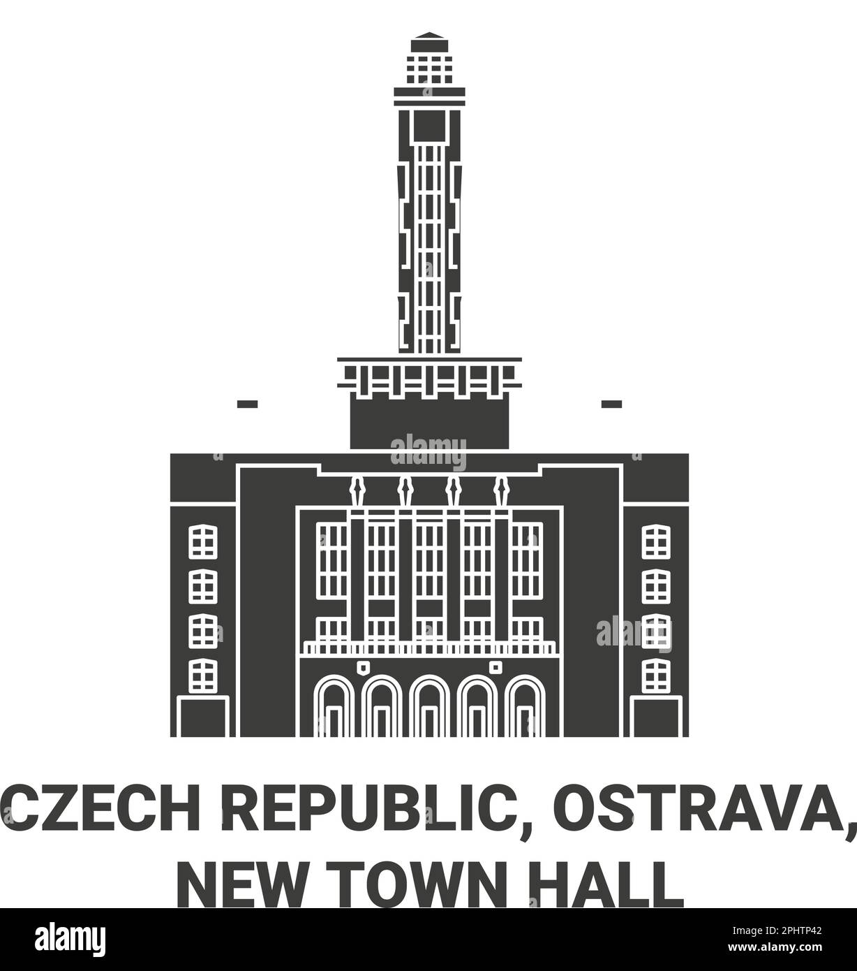 Czech Republic, Ostrava, New Town Hall travel landmark vector illustration Stock Vector