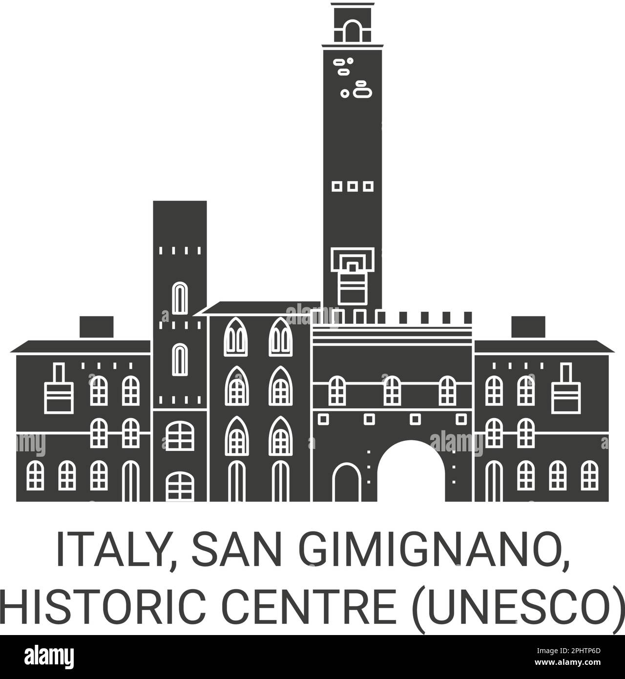 Italy, San Gimignano., Historic Centre Unesco travel landmark vector illustration Stock Vector