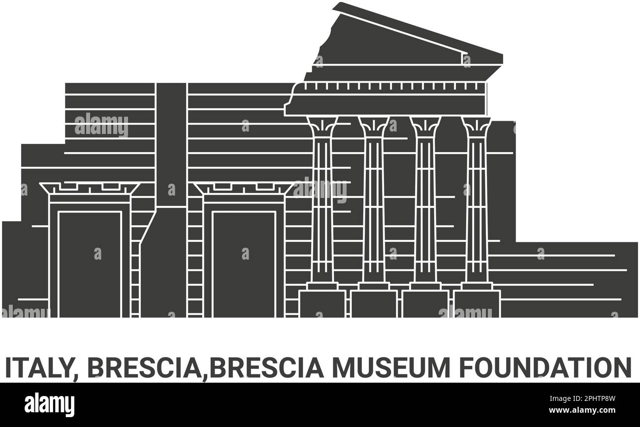 Italy, Brescia,Brescia Museum Foundation, travel landmark vector illustration Stock Vector