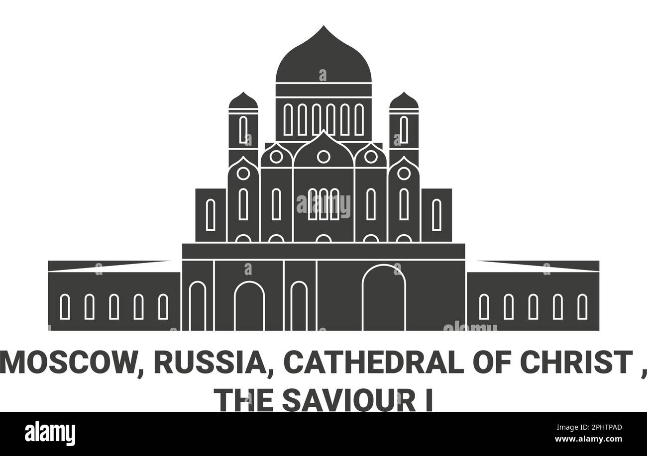 Russia, Moscow, Cathedral Of Christ , The Saviour I travel landmark vector illustration Stock Vector