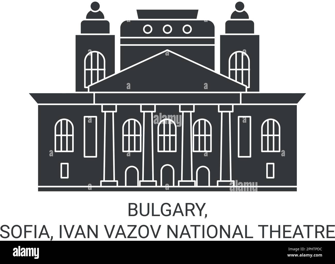 Bulgary, Sofia, Ivan Vazov National Theatre travel landmark vector illustration Stock Vector