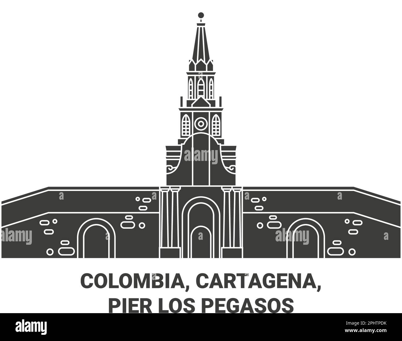 Colombia, Cartagena, Pier Los Pegasos travel landmark vector illustration Stock Vector