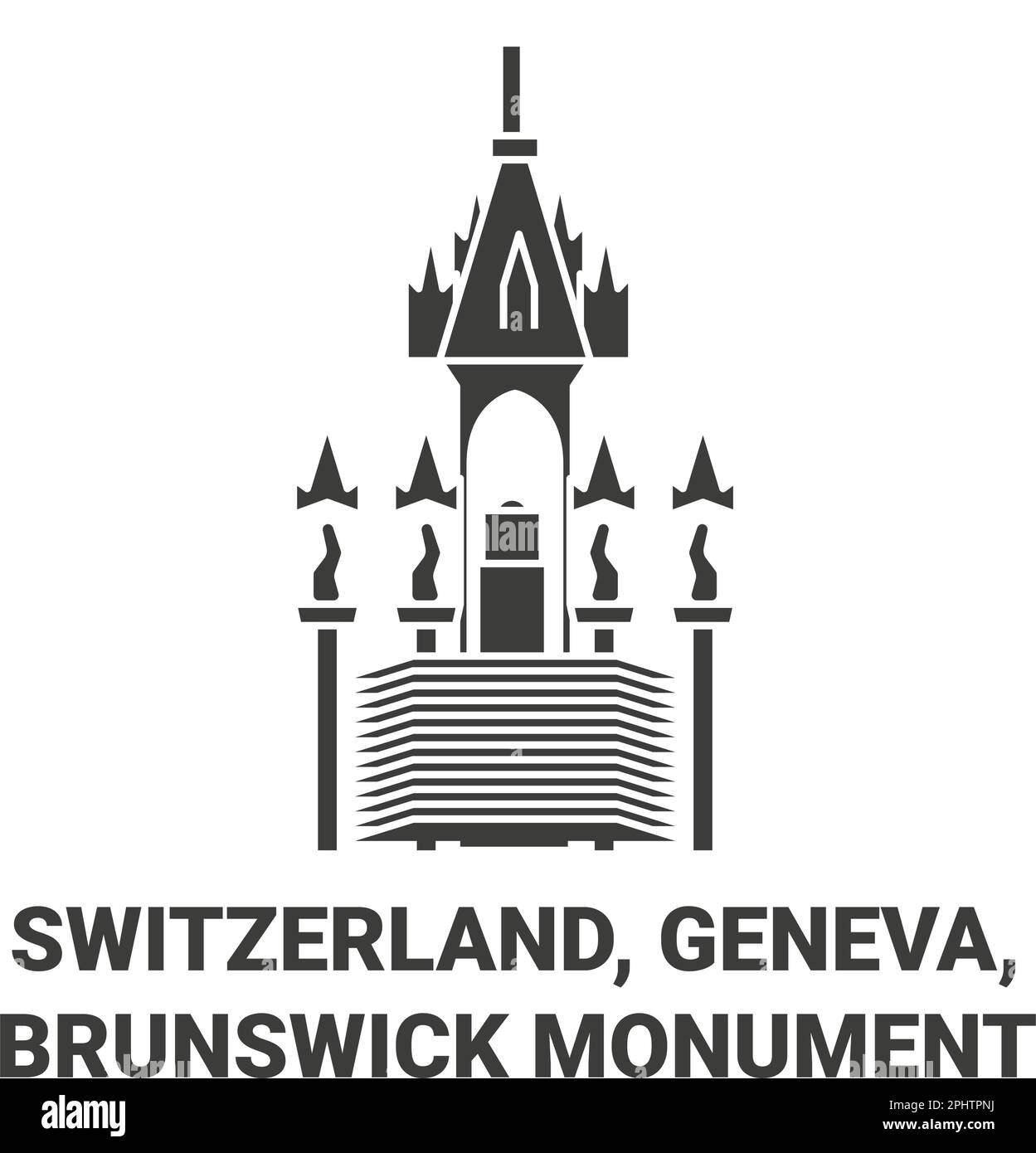 Switzerland, Geneva, Brunswick Monument travel landmark vector illustration Stock Vector
