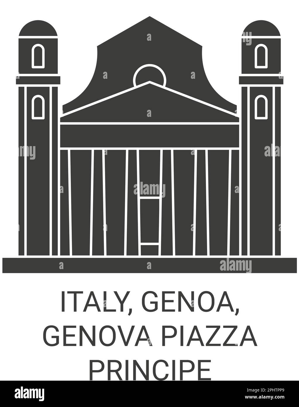 Italy, Genoa, Genova Piazza Principe travel landmark vector illustration Stock Vector
