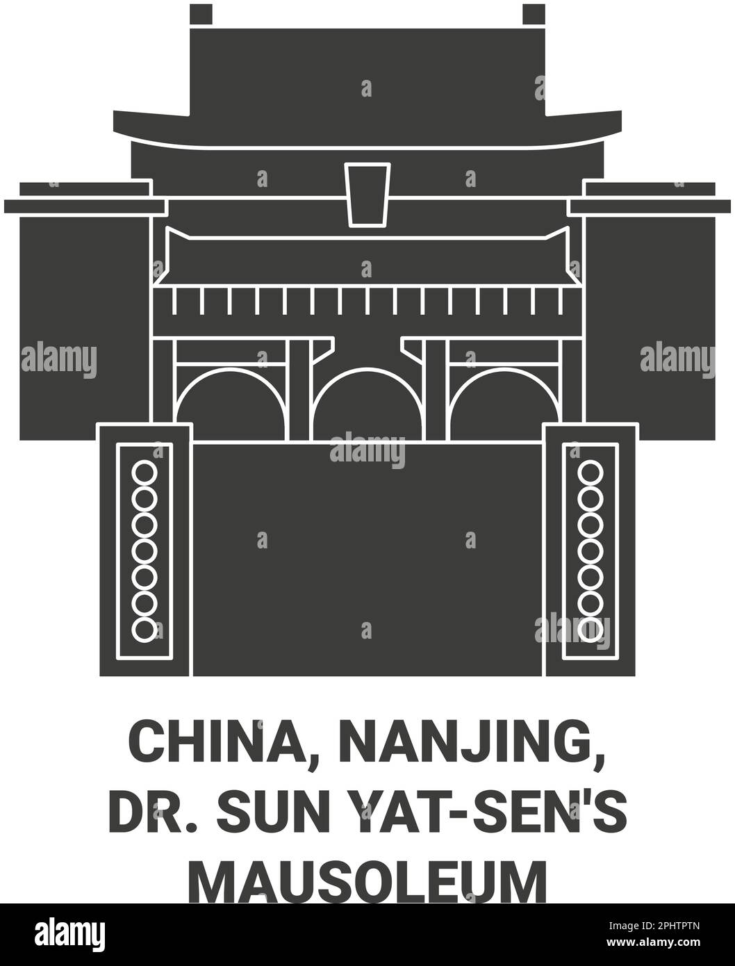 China, Nanjing, Dr. Sun Yatsen's Mausoleum travel landmark vector illustration Stock Vector