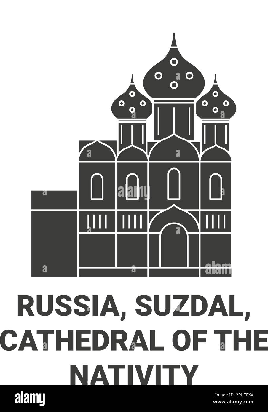 Russia, Suzdal, Cathedral Of The Nativity travel landmark vector illustration Stock Vector