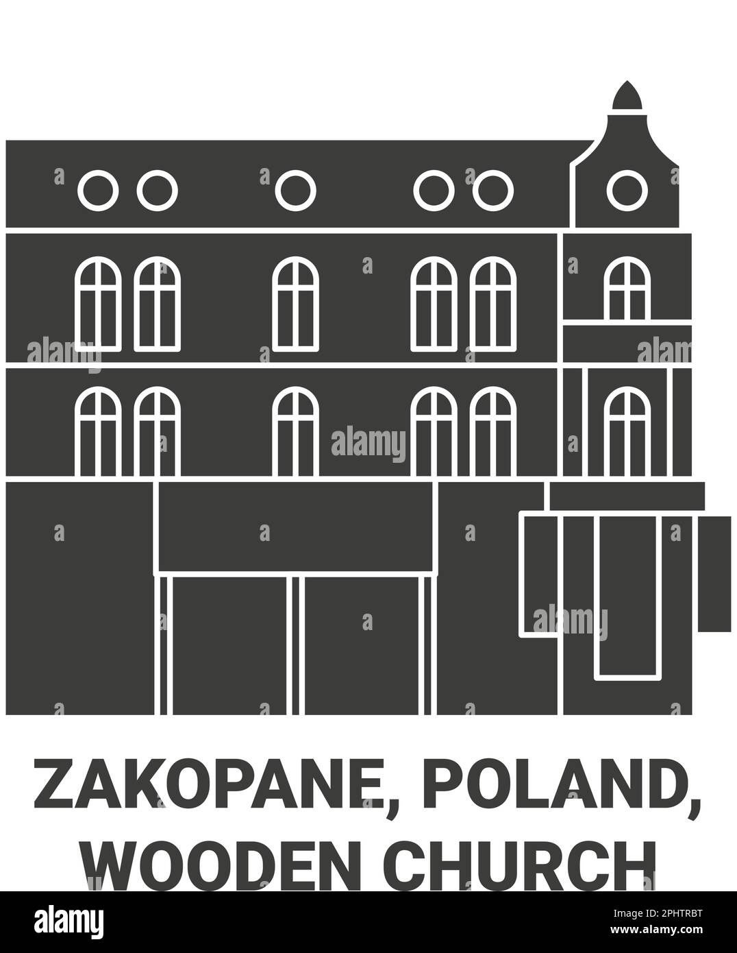 Poland, Zakopane, Wooden Church travel landmark vector illustration Stock Vector