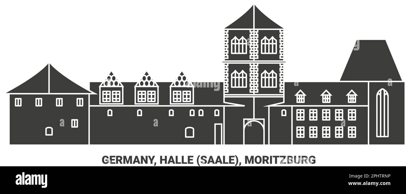 Germany, Halle Saale, Moritzburg travel landmark vector illustration Stock Vector