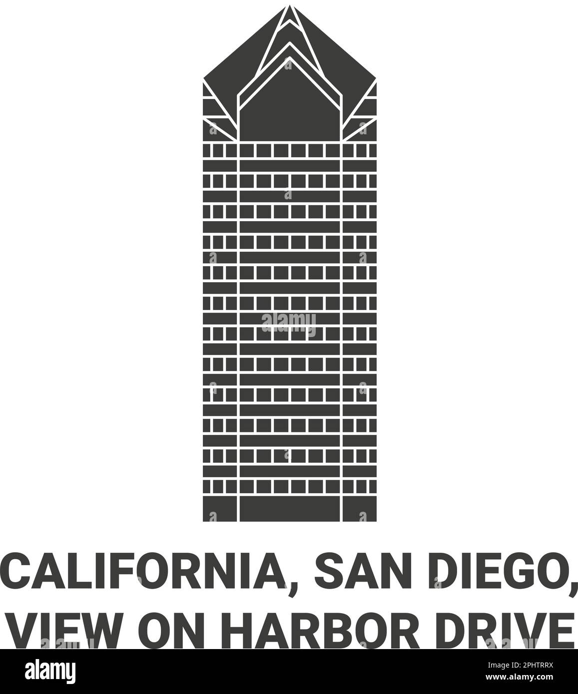 United States, California, San Diego, View On Harbor Drive travel landmark vector illustration Stock Vector
