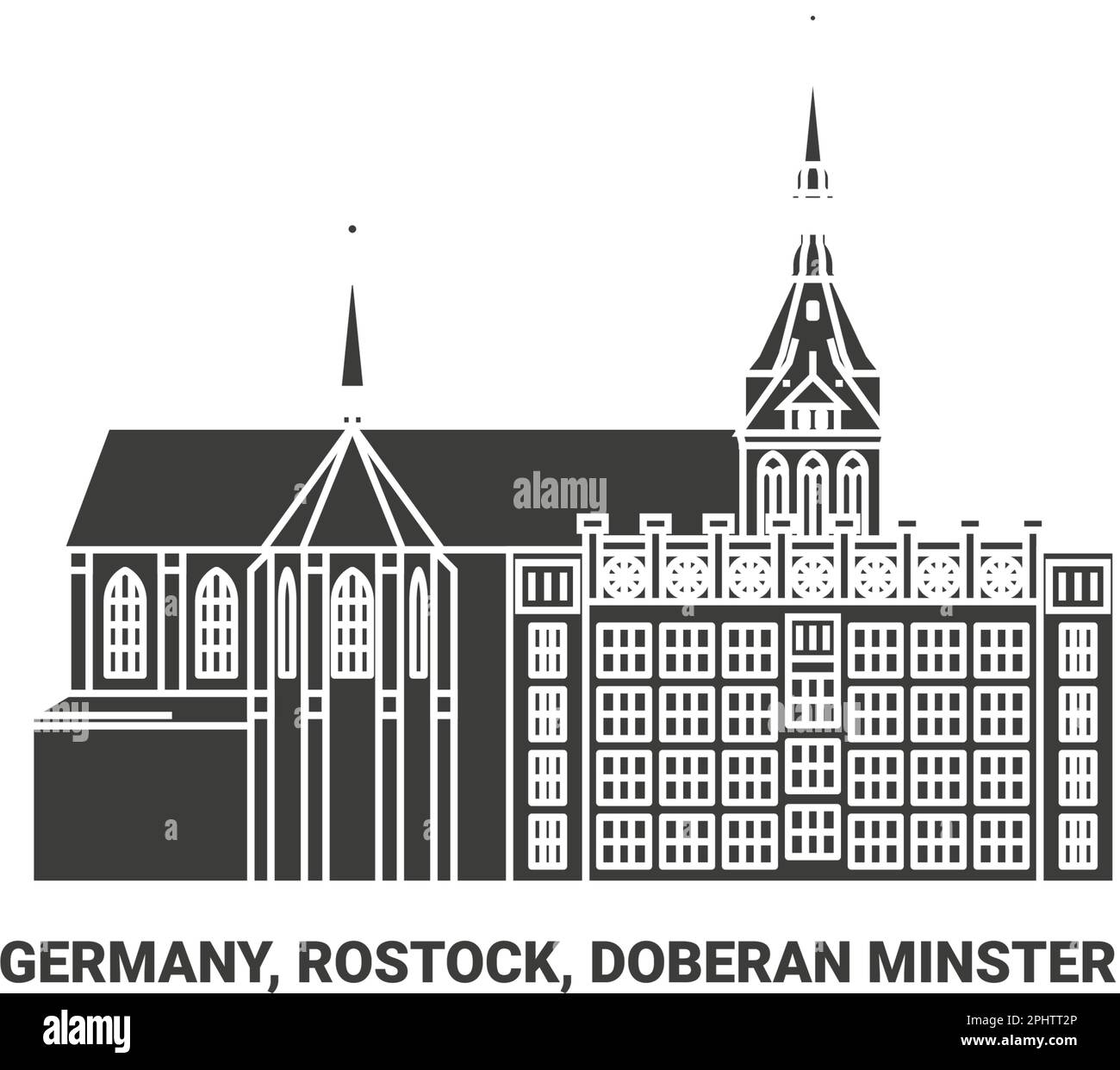 Germany, Rostock, Doberan Minster travel landmark vector illustration Stock Vector