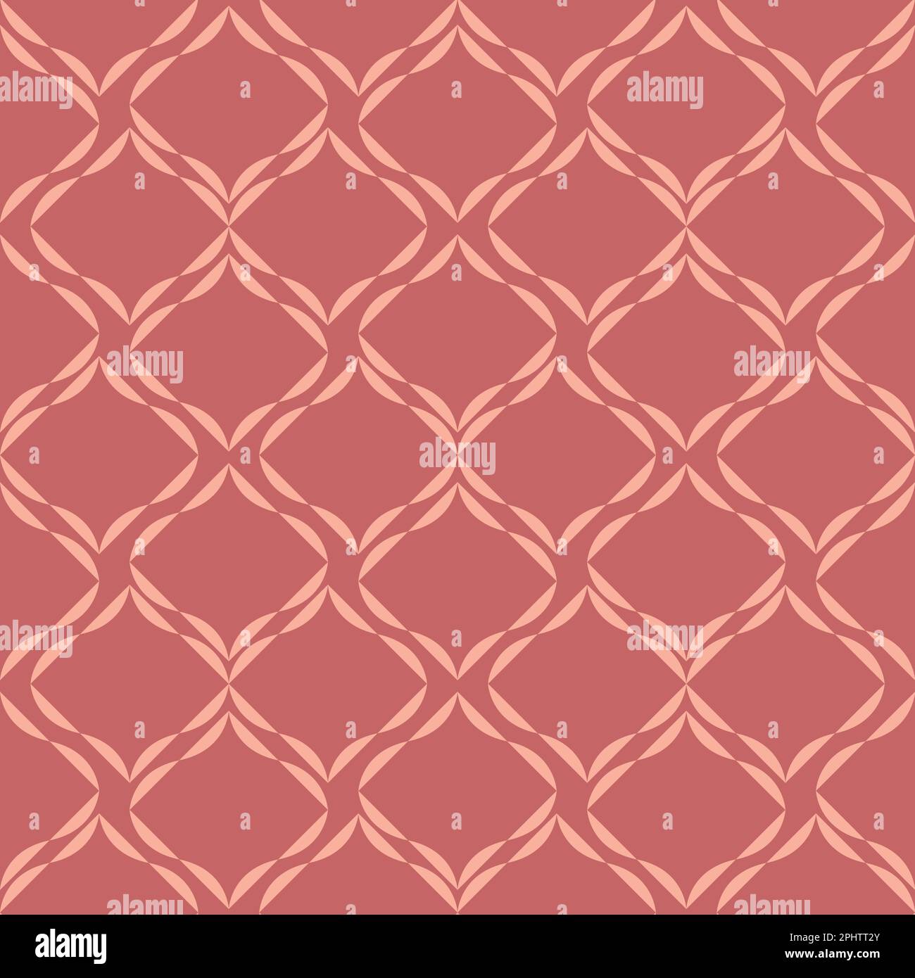 Abstract painterly lattice weave seamless vector pattern Interlocking woven background. Pink white grid wire net backdrop. Overlapping diagonal loops Stock Vector