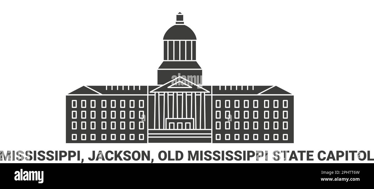 United States, Mississippi, Jackson, Old Mississippi State Capitol, travel landmark vector illustration Stock Vector