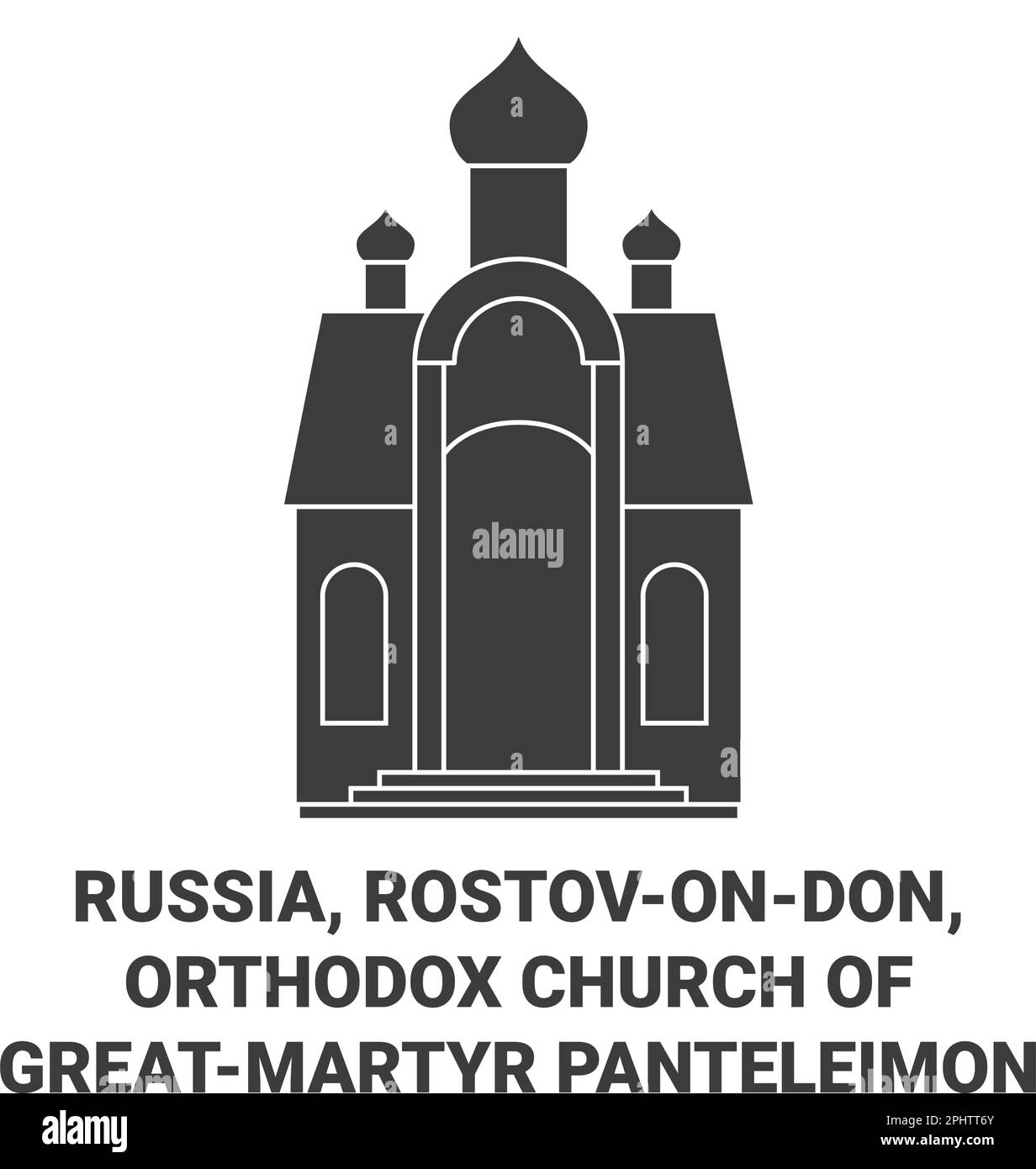 Russia, Rostovondon, Orthodox Church Of Greatmartyr Panteleimon travel landmark vector illustration Stock Vector