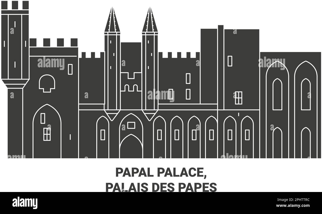 France, Papal Palace, Palais Des Papes travel landmark vector illustration Stock Vector