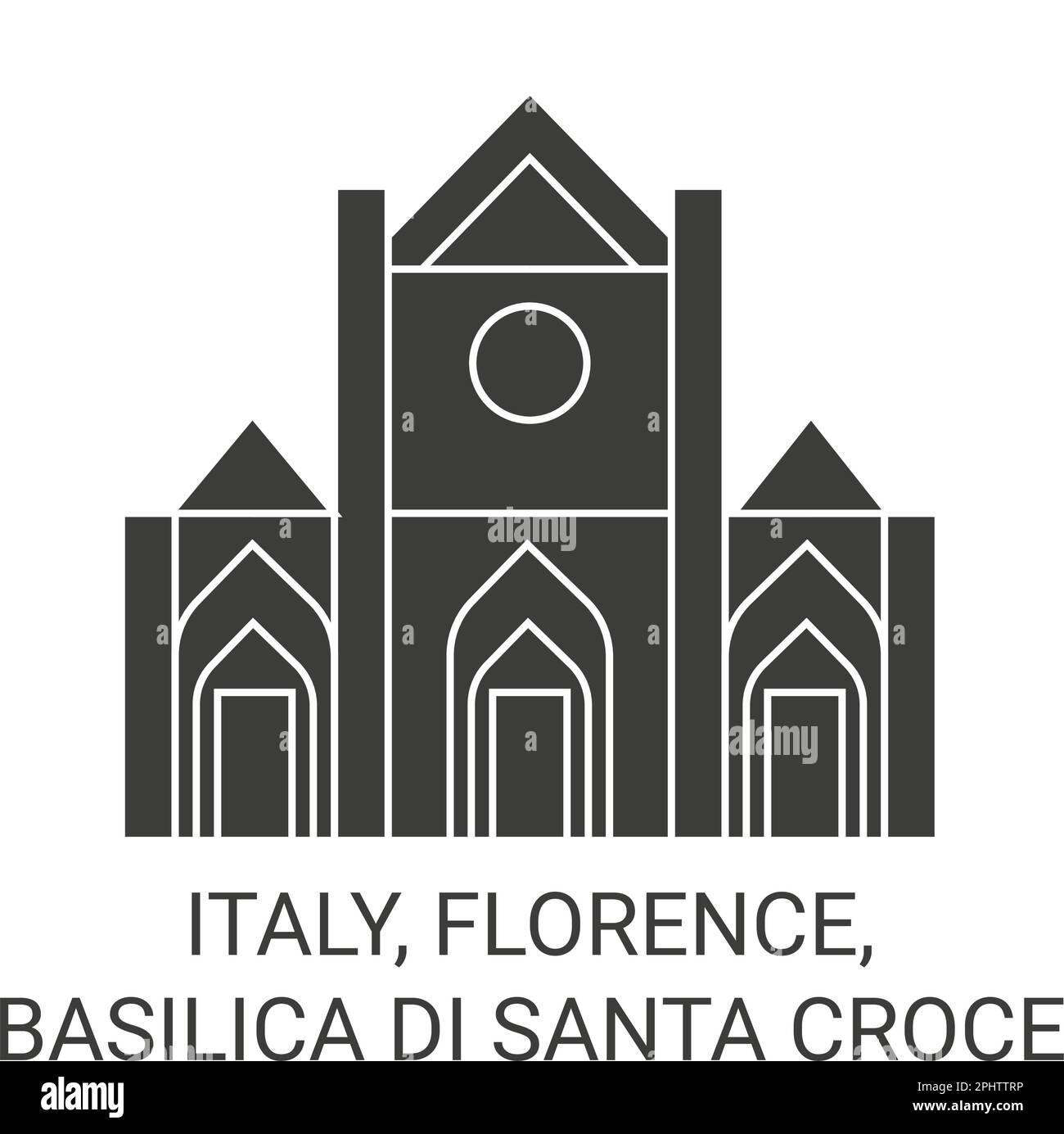 Italy, Florence, Basilica Di Santa Croce travel landmark vector illustration Stock Vector