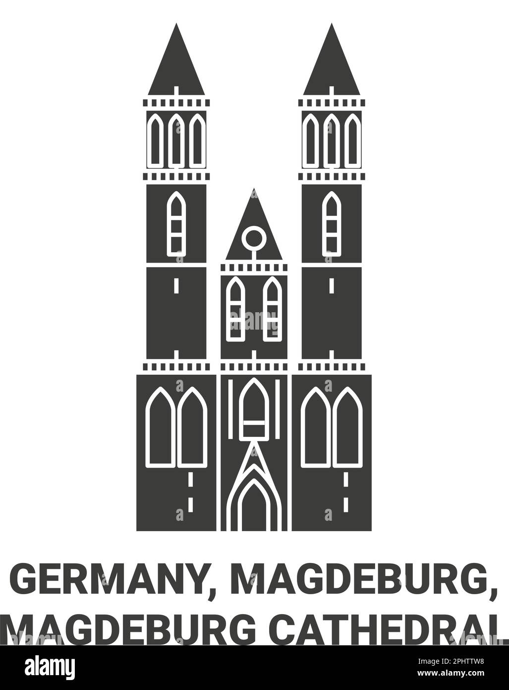 Germany, Magdeburg, Magdeburg Cathedral travel landmark vector illustration Stock Vector