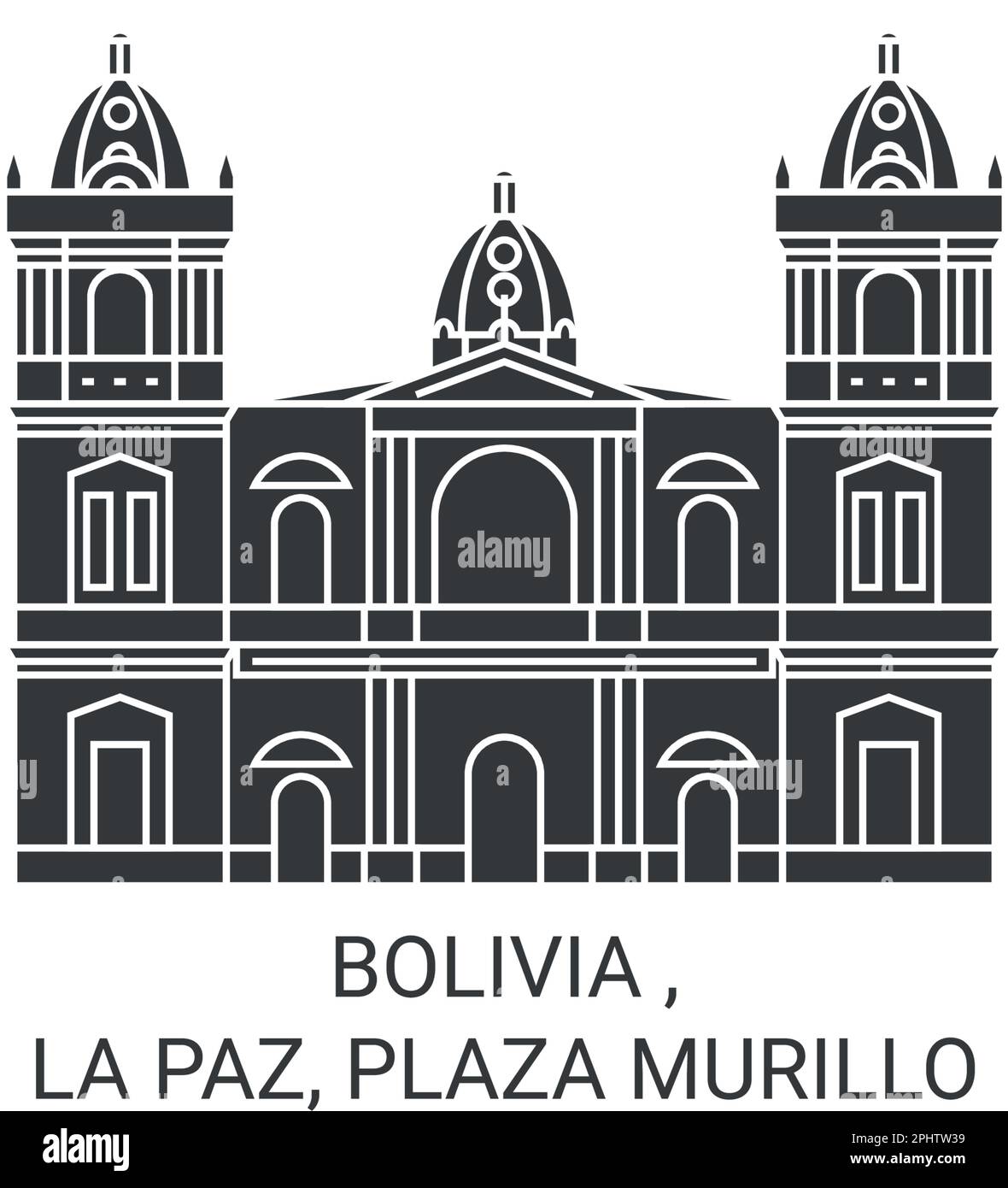 Bolivia , La Paz, Plaza Murillo travel landmark vector illustration Stock Vector