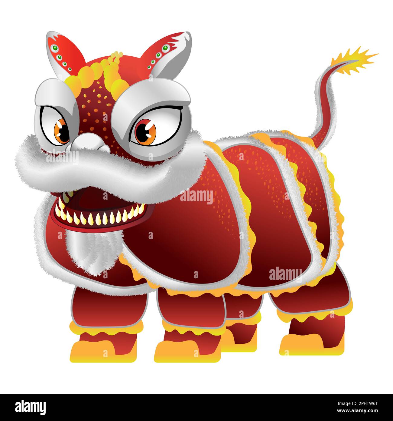 Chinese new year guardian lion. Colorful vector illustration isolated on white background. Stock Vector