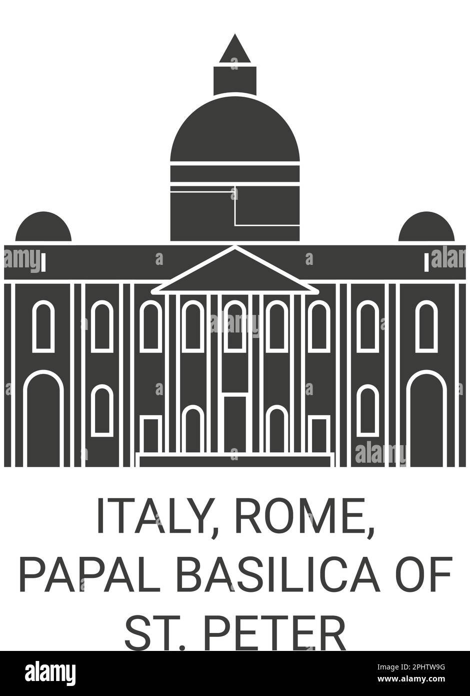 Italy, Rome, Papal Basilica Of St. Peter travel landmark vector illustration Stock Vector