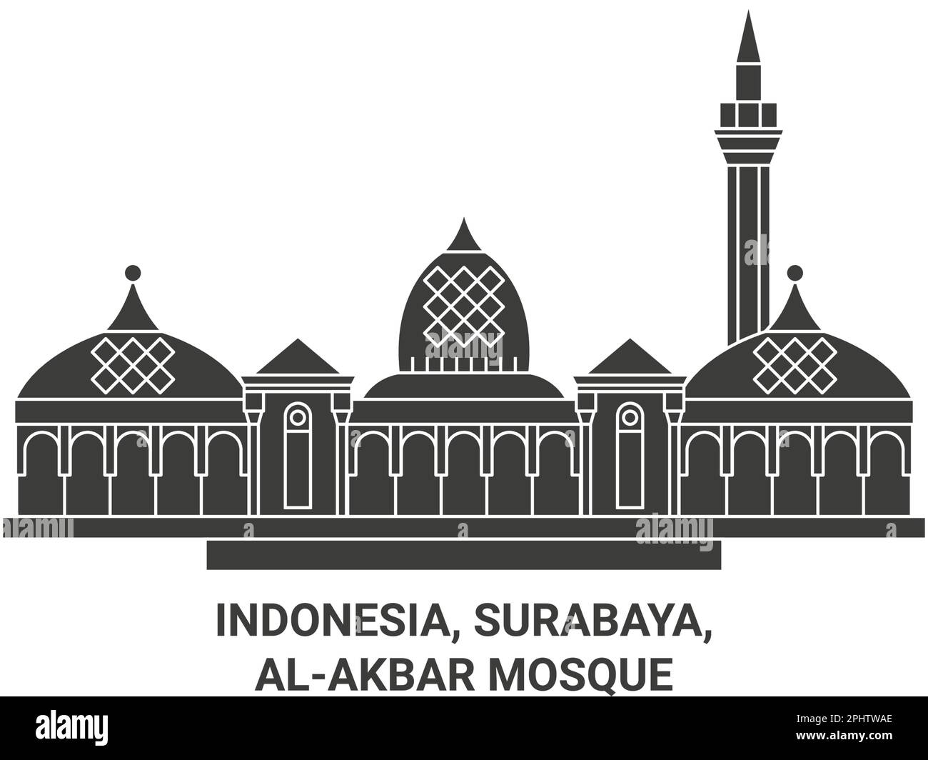 Indonesia, Surabaya, Alakbar Mosque travel landmark vector illustration Stock Vector