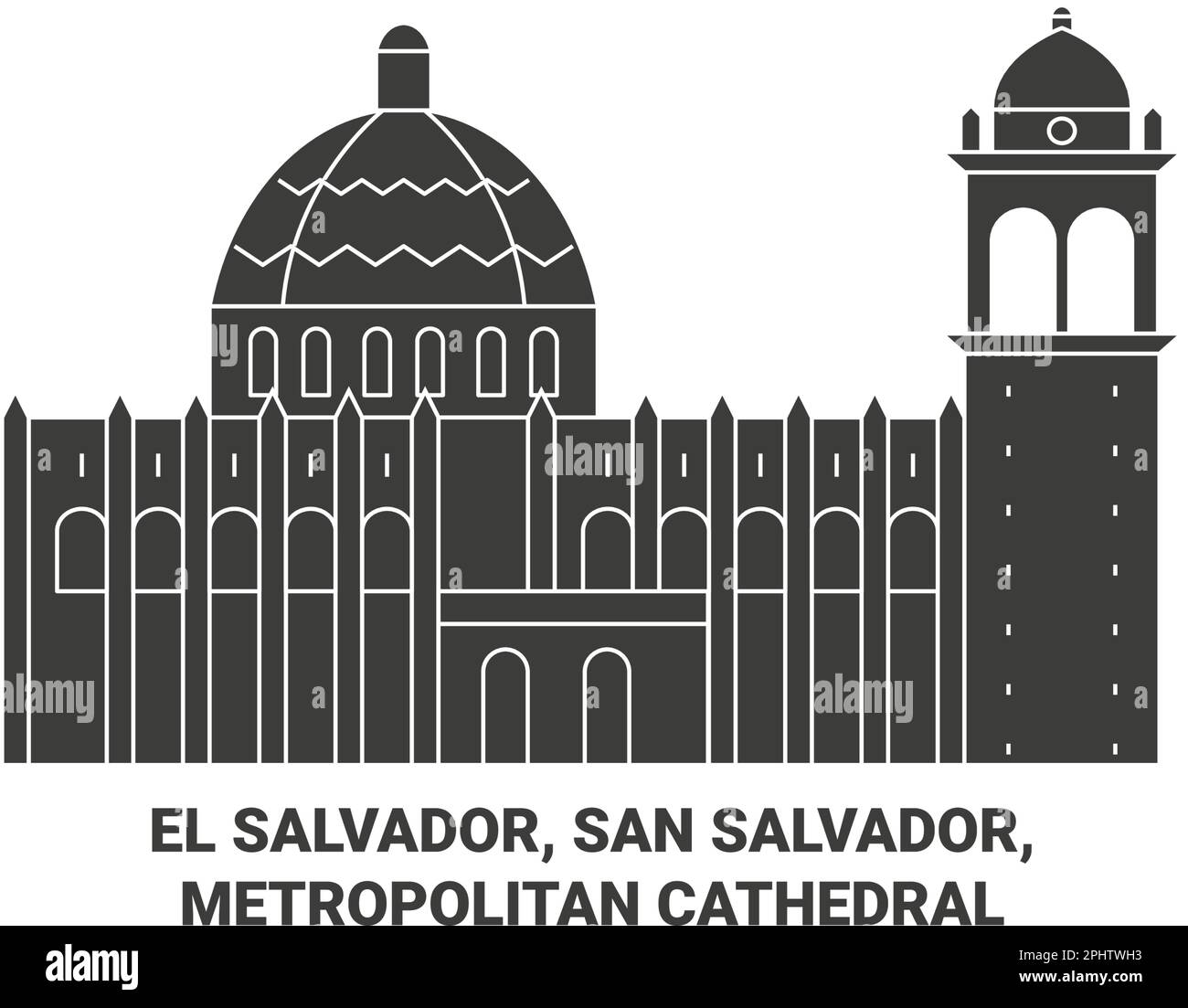 El Salvador, San Salvador, Metropolitan Cathedral travel landmark vector illustration Stock Vector