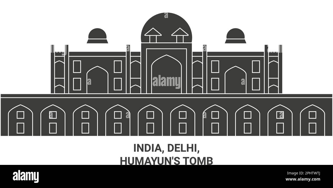 India, Delhi, Humayun's Tomb travel landmark vector illustration Stock Vector