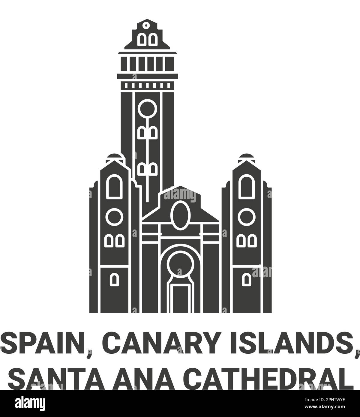 Spain, Canary Islands, Santa Ana Cathedral travel landmark vector illustration Stock Vector