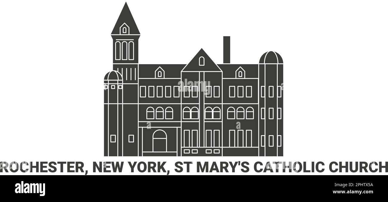 United States, Rochester, New York, St Mary's Catholic Church, travel landmark vector illustration Stock Vector
