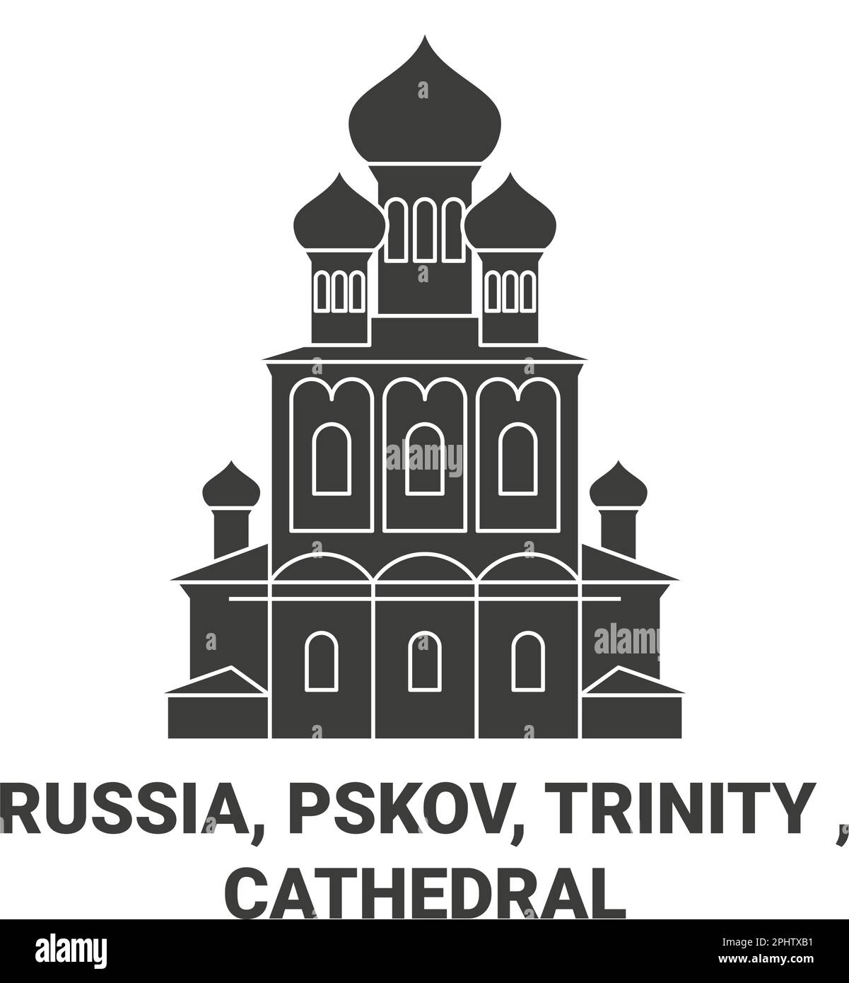 Russia, Pskov, Trinity , Cathedral travel landmark vector illustration Stock Vector