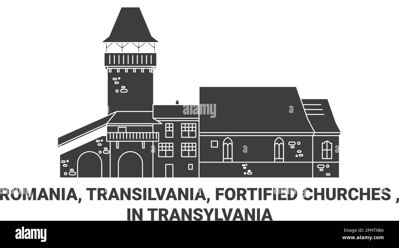 Romania, Transilvania, Fortified Churches , In Transylvania travel landmark vector illustration Stock Vector