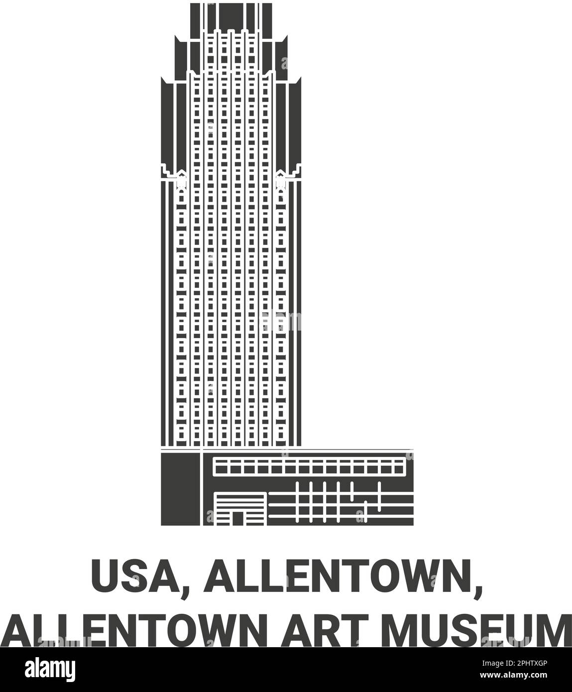 Usa, Allentown, Allentown Art Museum travel landmark vector illustration Stock Vector