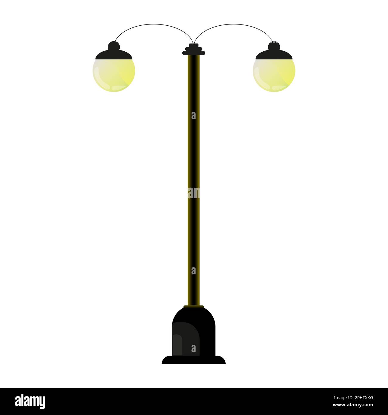 Streetlamp in night in cartoon style. Urban road lights. Classic park street lamppost. Colorful vector illustration isolated on white background. Stock Vector