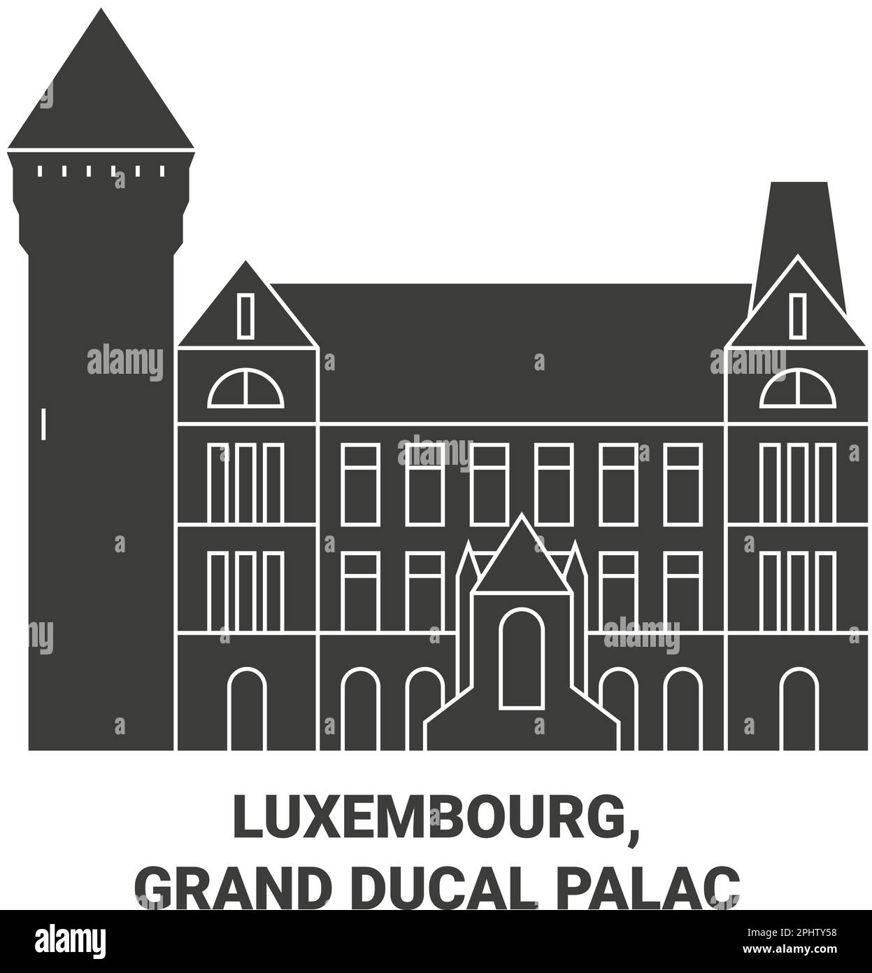 Luxembourg, Grand Ducal Palac travel landmark vector illustration Stock Vector