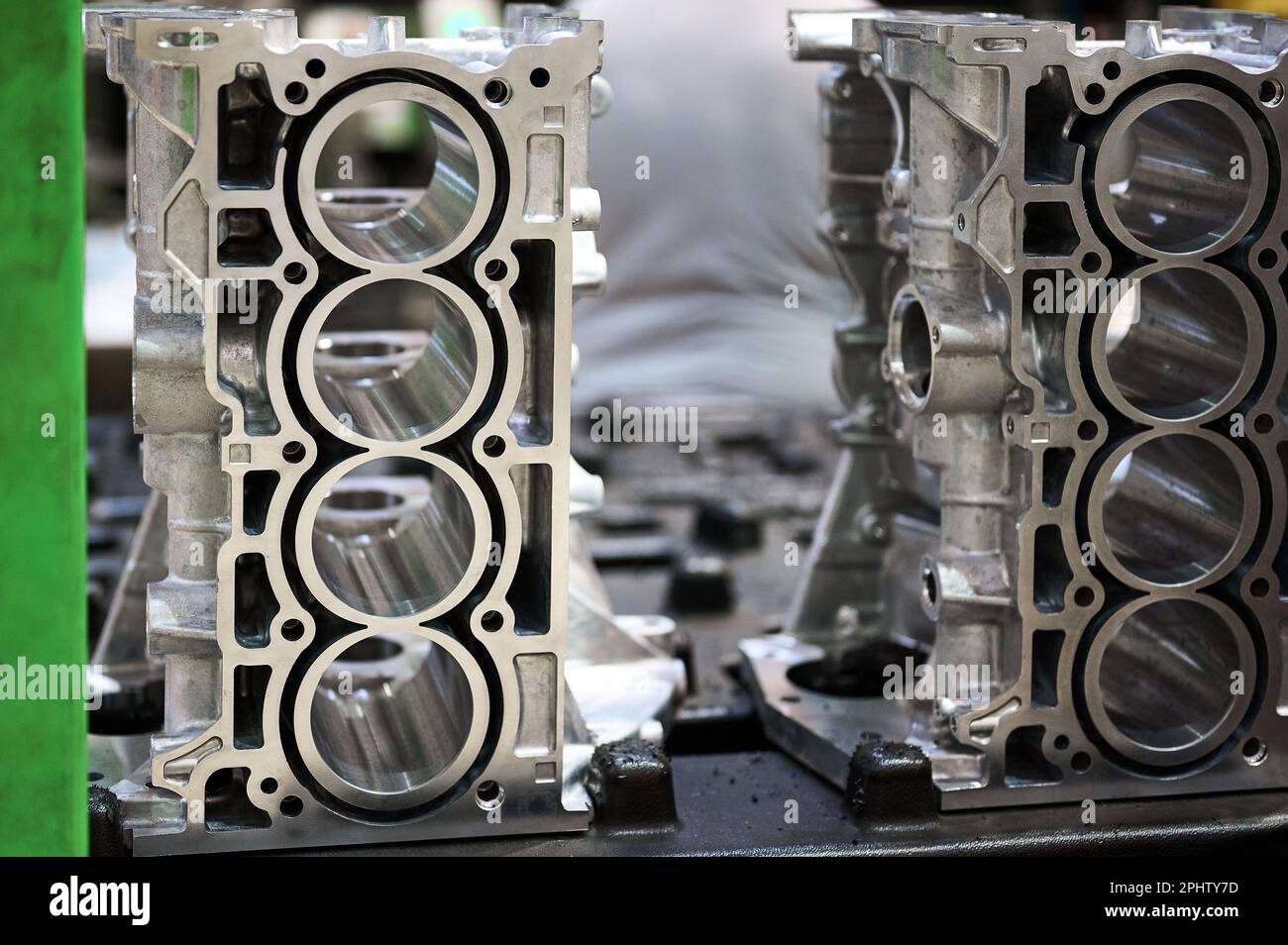 Aluminum blocks of cylinders of an automobile engine. The cylinder