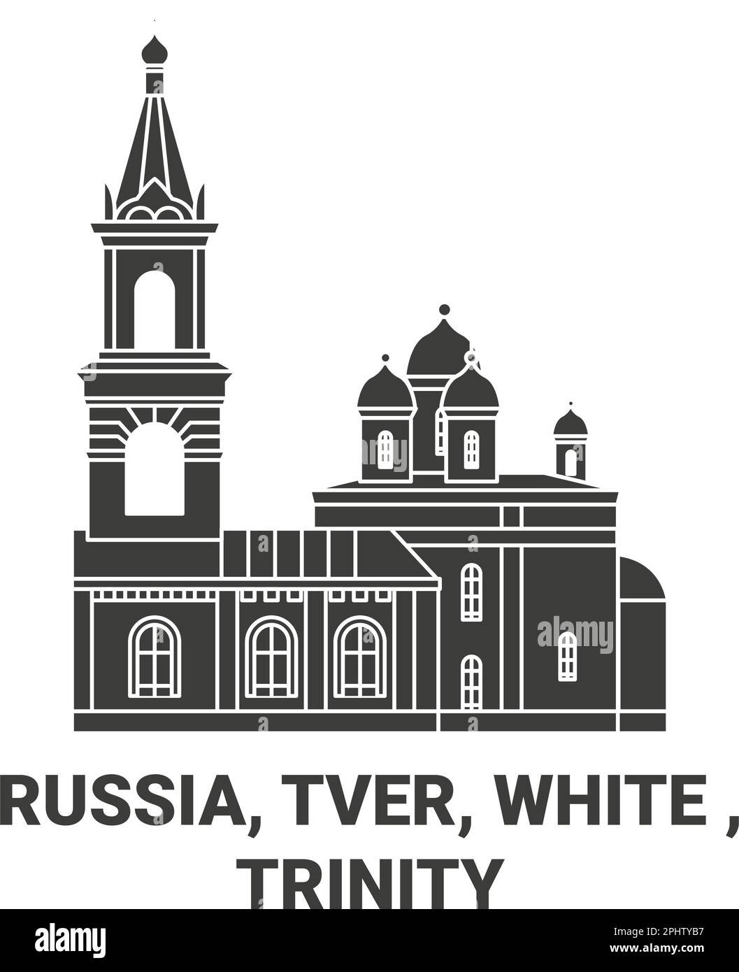 Russia, Tver, White , Trinity travel landmark vector illustration Stock Vector