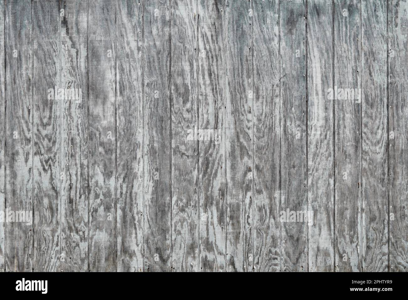 Gray weathered wood grain paneling wall background Stock Photo